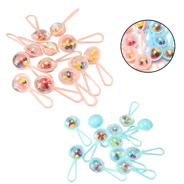 Jimitu Plastic Baby Shower Favors 12pcs Set Mini Small Rattles Ring