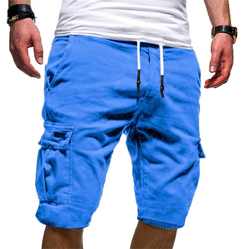 Men's Sport Pure Color Bandage Casual Loose Sweatpants Drawstring Shorts Pant Summer Shorts Men Beach Shorts Trousers