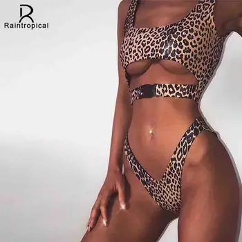 

Raintropical 2019 New Sexy Bikini Women Swimsuit Brazilian Bikini Set Beach Wear Retro Vintage Bathing Suits Halter Top Swimwear