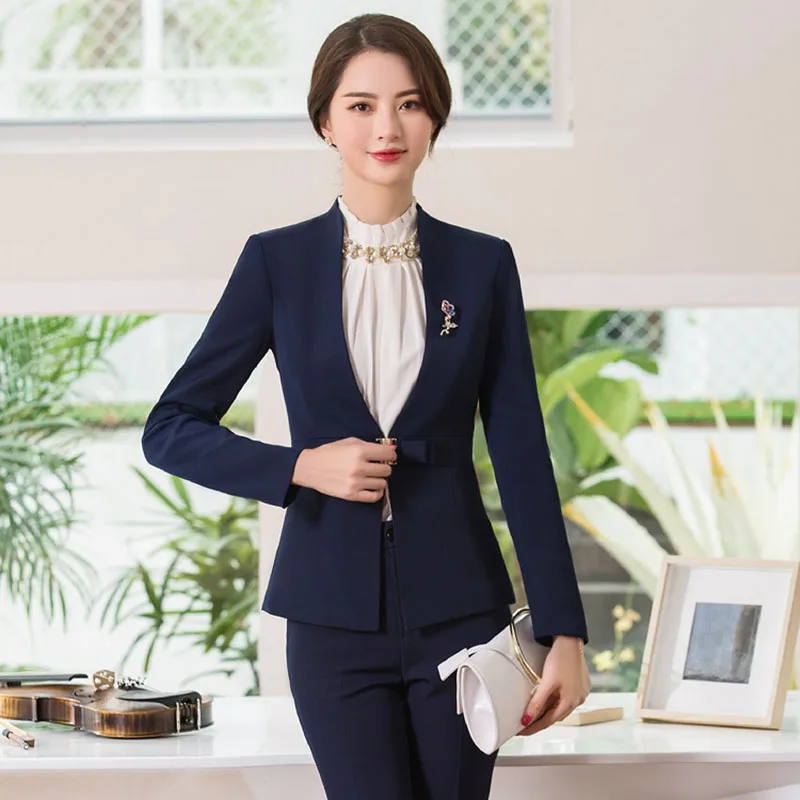 women work wear Women's  business dress knee long-sleeved with beads neck coat+dress+shirt 3 pcs / set  drop shipping