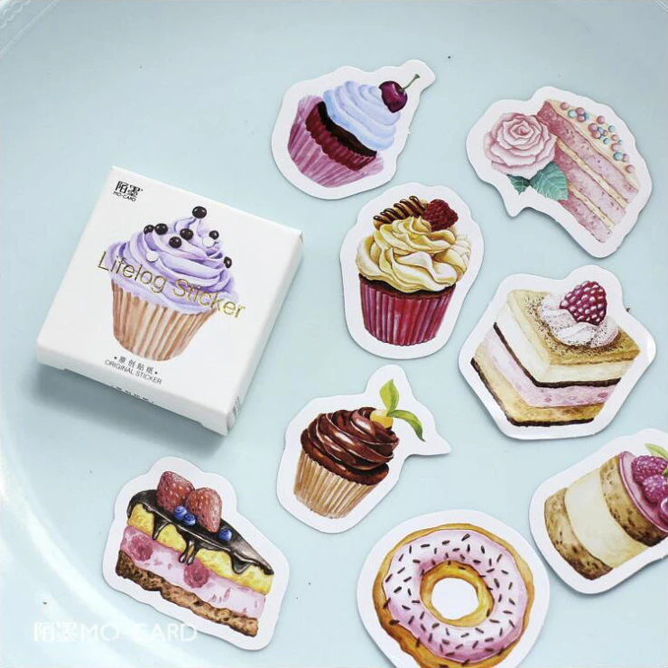 

45 Pcs/Pack Mini Colored Cake Boxed Diary Stickers Decoracion Scrapbooking Flakes DIY Office Stationery School Supplies