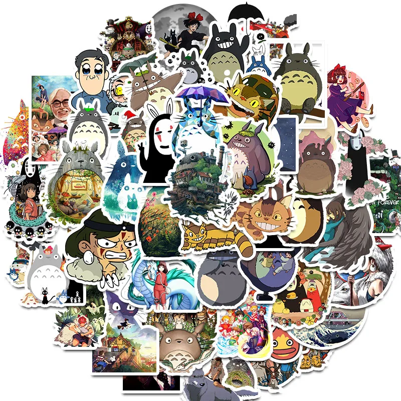 

50PCS Hayao Miyazaki anime Totoro sticker cartoon stickers for DIY Sticker on Travel case Laptop Skateboard Guitar Fridge phone
