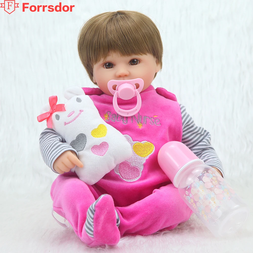

forrsdor 43cm short-haired and lifelike silicone soft doll, bebe reborn corpo de silicone inteiro realista,reborn baby doll.