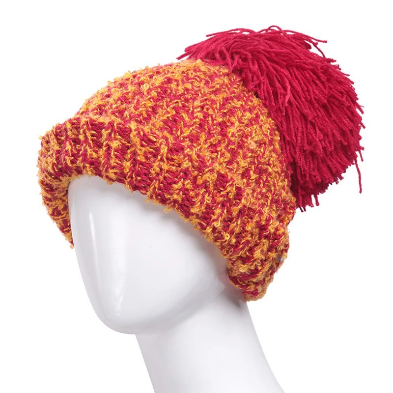 Bomhcs модные Цветной Надьмарош мяч Для женщин зима теплая вязания шапочки ручной работы вязаная шапка Кепки