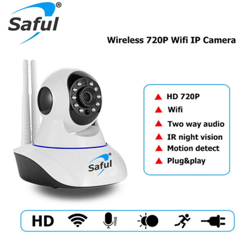 

Saful Wifi HD720P IP Camera Wireless Home Security Mini Camera IR Night Vision Two-way Audio Surveillance Camera Baby Monitors