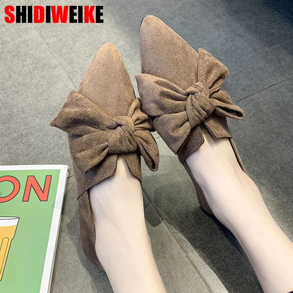 

Women's single shoes casual wild shallow mouth princess shoes flat shoes bow shoes black brown f731