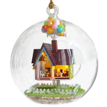

HOT Dollhouse Miniature DIY House Kit Creative Room With Furniture and Glass Cover for Romantic Artwork Gift(Flying Home In M