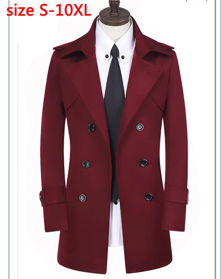 Новое поступление модный Тренч мужской осенне-зимний модный двубортный пальто средней длины пальто плюс размер XS-10XL