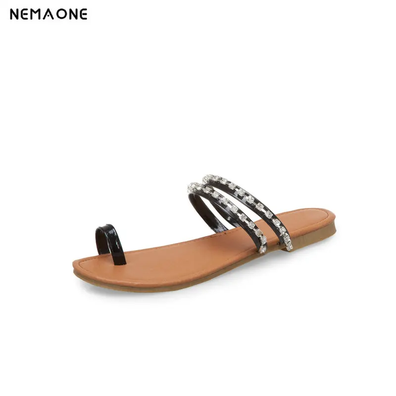 

Nemaone Women Casual Summer Flat Slippers Flip Flops Female Crystal Outside Shoes Girls Comfortable Woman Footwear