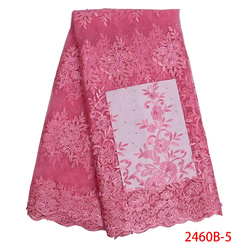 

Lace Dress With Embroidery Flowers Unique French Lace Fabric Stones Lace Bridal Lace Embroidery QF2460B-5