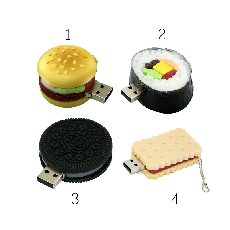 

Emulate Foods Biscuit Bread Sushi Wholesale 4GB 8GB Usb 2.0 Hamburger Memory Flash Stick Oreo Pen Drive Extended Memory Storage