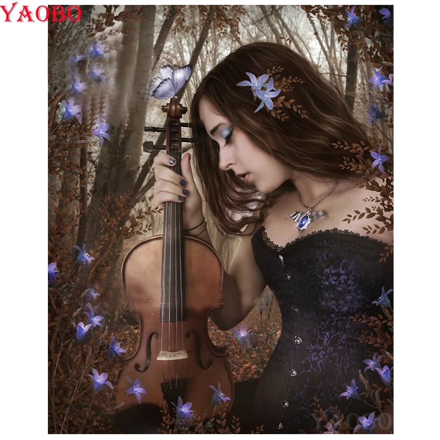 5D DIY Diamond Painting Forest beauty guitar Diy Full Square/round Embroidery Rhinestone Cross Stitch Kit Mosaic Pattern | Дом и сад
