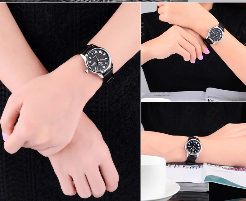 Do Vintage de Couro Real Strap Montre Homme femme