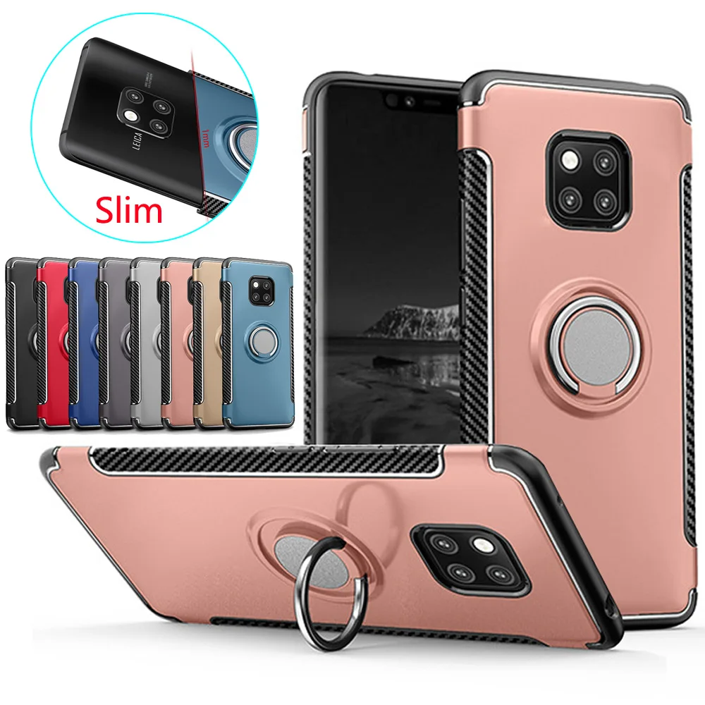 Dual Layer Magnetic Ring Kickstand Armor Case For Huawei Mate 20 Pro Hybrid Hard PC Back Anti Shock Cover |