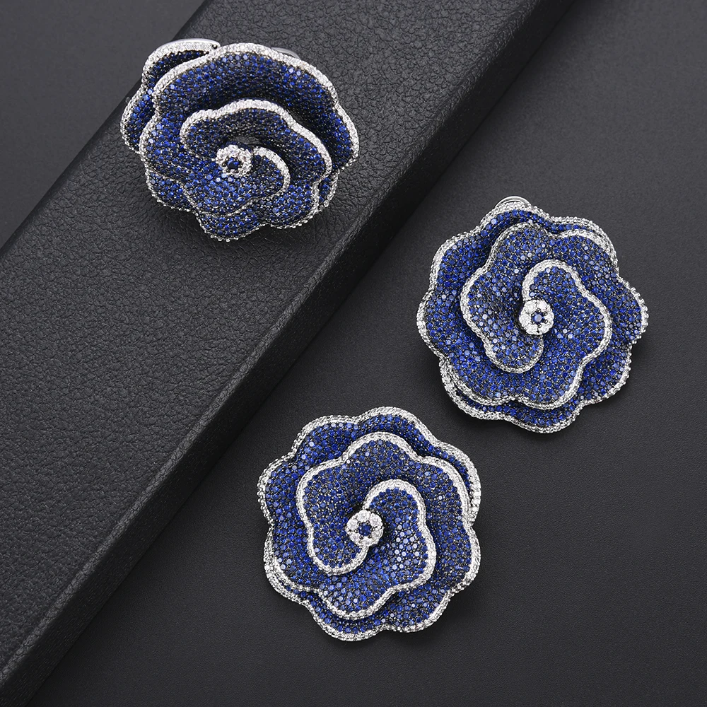 GODKI Luxury DUBAI Ring Earring Sets Cubic Zirconia Flowers Big Indian Jewelry Sets for Women Wedding African beads jewelry sets