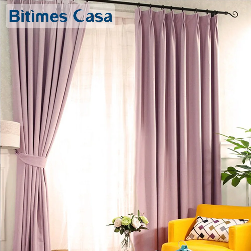 US $100.00 Customized Thick Linen Blackout Window Curtain Drapes Twill Pattern Polyester For Living Room Bedroom