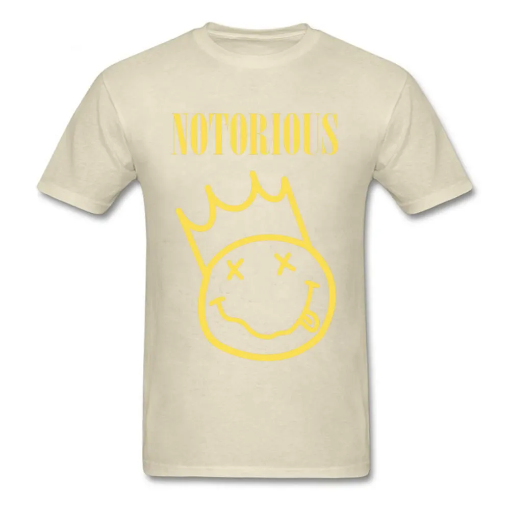 Round Neck Notorious B.I.G. Yellow 6454 100% Cotton Adult T-shirts Printed Short Sleeve Tops & Tees Retro Europe Clothing Shirt Notorious B.I.G. Yellow 6454 beige