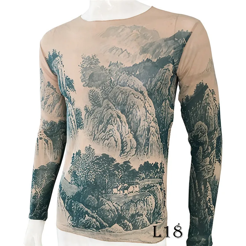 Buy SHINA Tattoo Long Sleeve TShirt for Men Elastic Suitable Sport and  Fitness Adjustable Online at desertcartINDIA