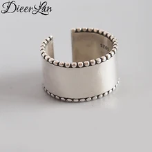 DIEERLAN-Anillos de plata de ley 925 con personalidad para mujer, Anillos grandes y lisos, Vintage, ajustable, bohemio