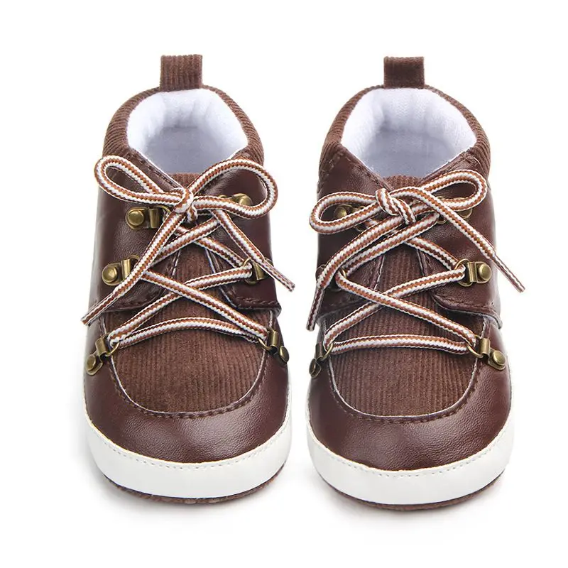 Детская обувь; сезон весна; Повседневная обувь из искусственной замши с кружевом для маленьких мальчиков; Модная хлопковая обувь для маленьких джентльменов; обувь для маленьких мальчиков; детская обувь - Цвет: Шоколад
