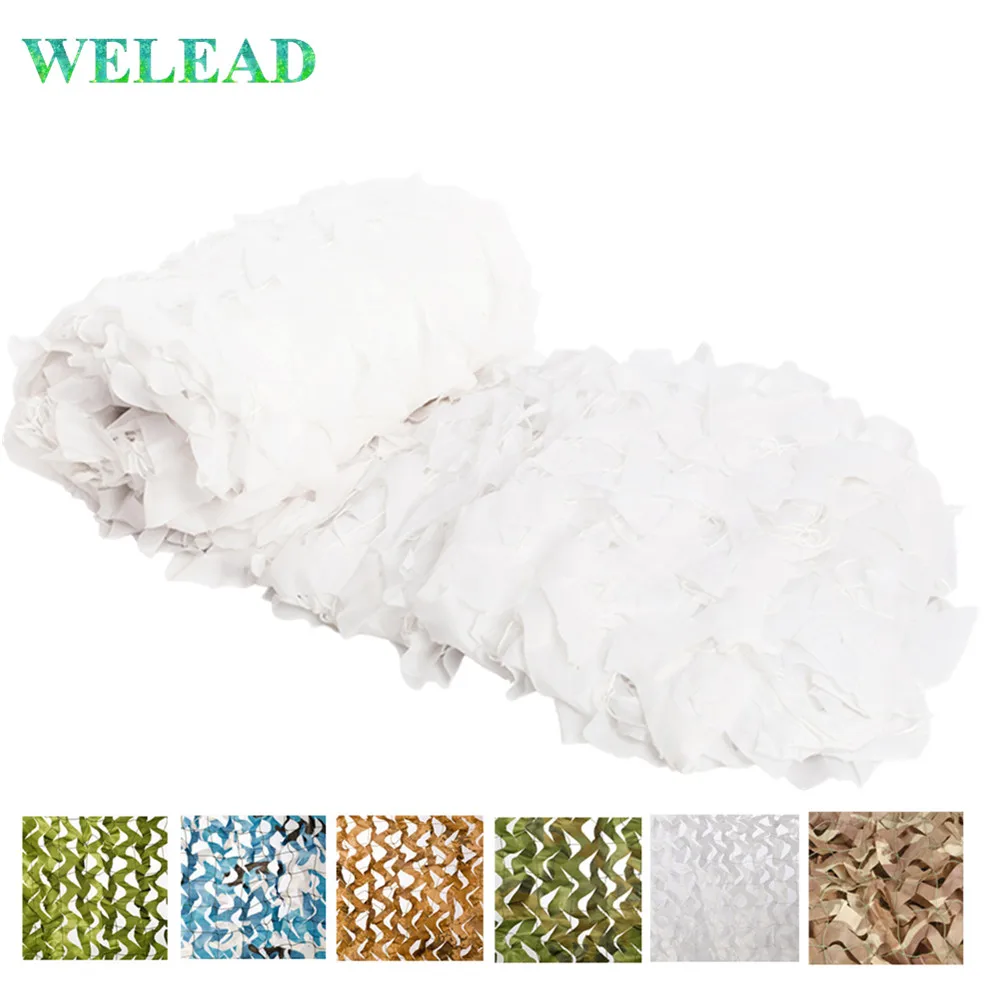 WELEAD 2x10 Reinforced Camouflage Net White Mesh Army Camo military Hide Garden Pergola Awning Deco