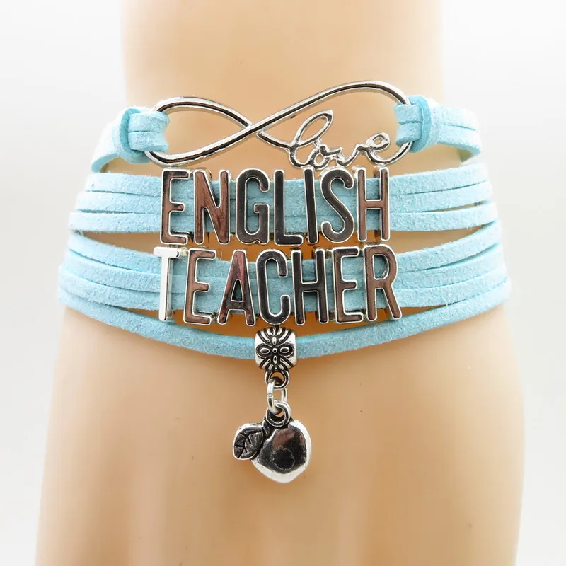 

infinity love English teacher Bracelet apple charm English teacher gift bracelets & bangles for women and man teacher day gift
