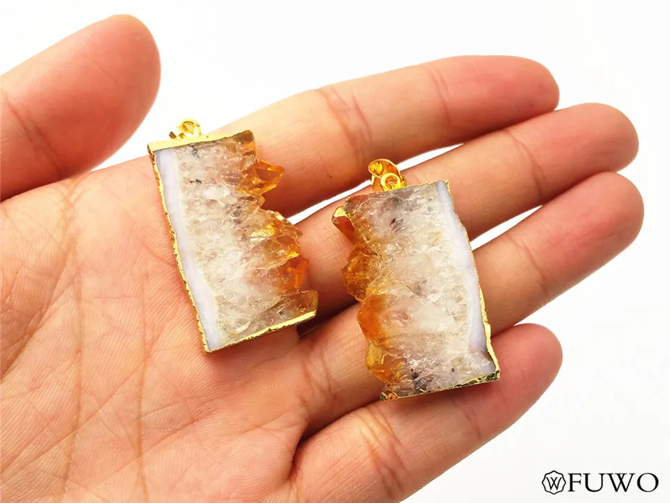 Natural Citrine Slice Pendant 9