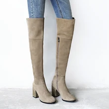 Высокие сапоги до бедра; женская обувь из коровьей замши; женская обувь из плюша; Новое поступление года; зимние женские теплые сапоги на каблуке