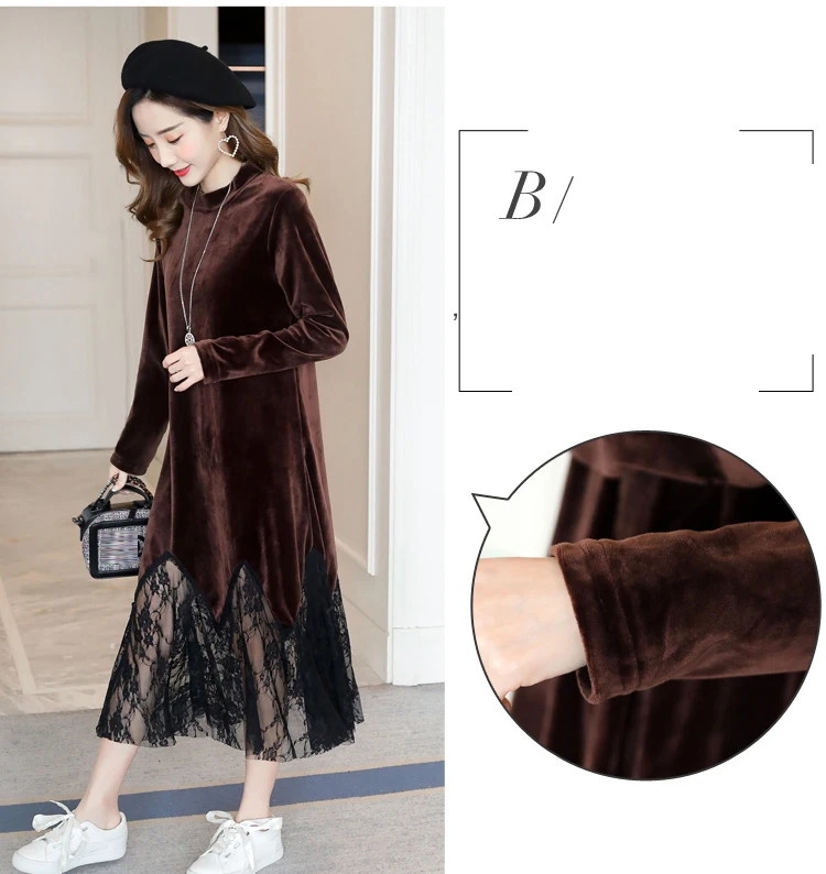 pregnant lace patchwork winter dress (9)