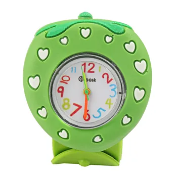 

Cute Strawberry Kids Cartoon Watch Sport Puzzle Toys Electronic Patching Circle Flip Watch Color Random