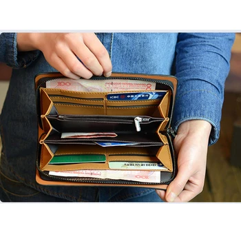 

2017 new design tree leather pattern genuine leather men wallet mobile phone bag zipper wallet clutches men card holder wallet