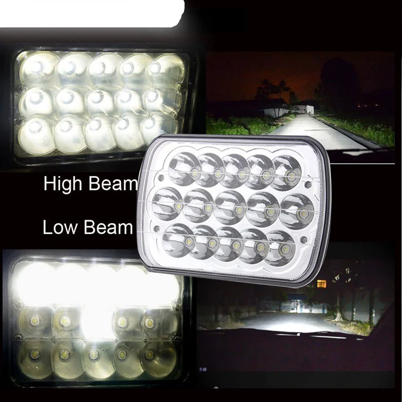 7x6 45W Cree Sealed Beam LED Crystal Clear Jeep Cherokee XJ Headlight H6054 1PCS