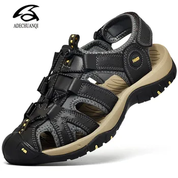 

Genuine Leather Summer Men Roman Sandals Mesh Soft Fisherman Summer Casual Shoes Men Waterproof Beach Sandalias Men Shoes