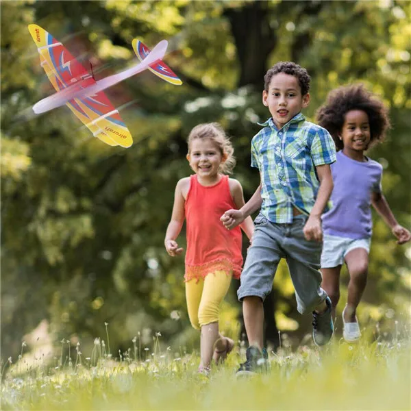 DIY Biplane планер пена питание самолет полета перезаряжаемые электрическая модель игрушка летающий самолет случайный цвет