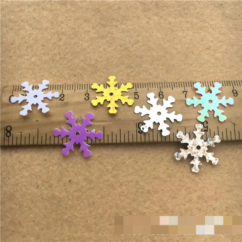 

25g about 400pcs 19mm Pvc Snowflake Sequins Christmas Decoration Sequins For Crafts Diy Supplies