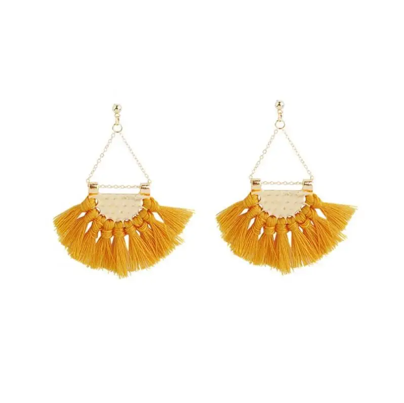 

Tassel Earrings For Women Ethnic Big Drop Earrings Bohemia Fashion Jewelry Trendy Cotton Rope Fringe Long Earrings Party Jewelry