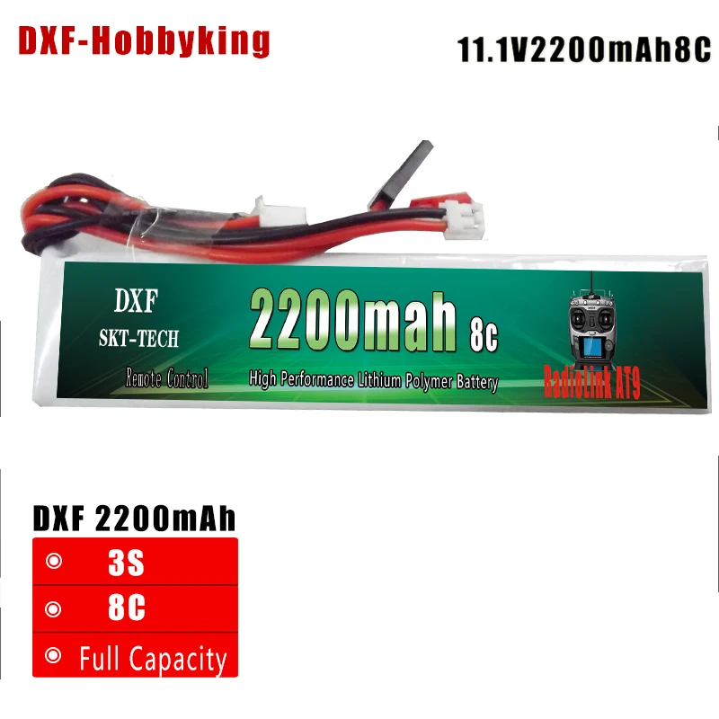 

DXF RC Battery 1pcs Li-Polymer 3S 11.1V 2200MAH 8C 3PK Lipo Battery For RadioLink AT9 Transmitter