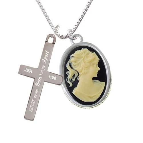 Oval - Black Cameo - - I Set You Apart - Cross Necklace (1)