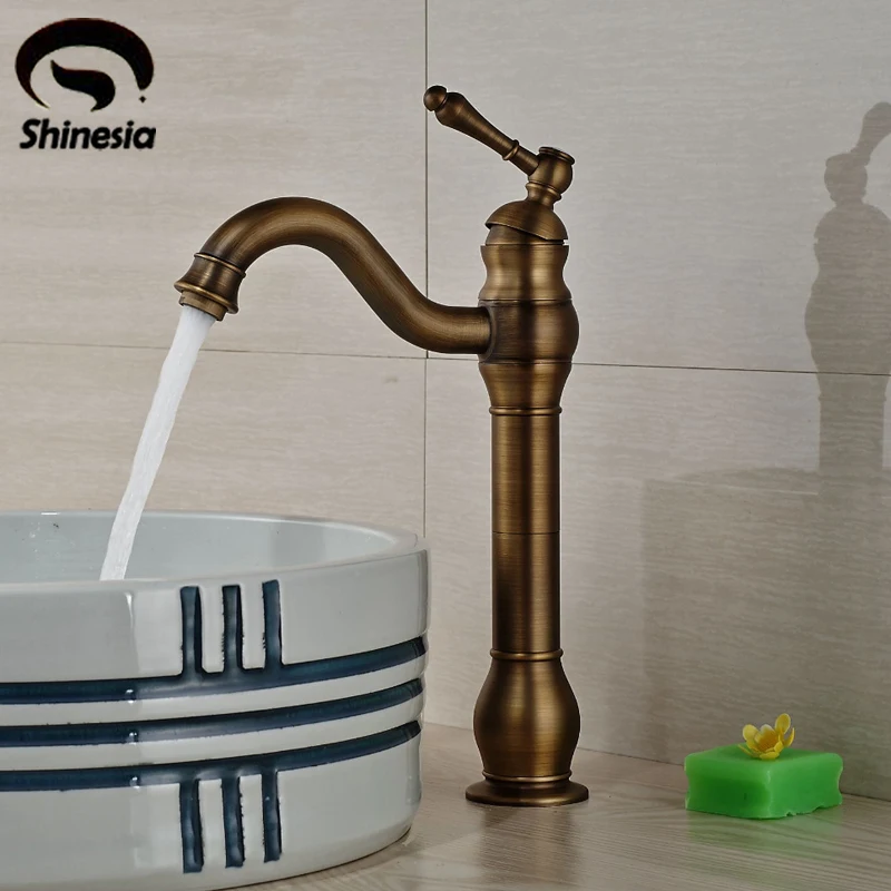 Single Handle Antique Brass Bathroom Basin Faucet Vanity Sink Mixer Tap