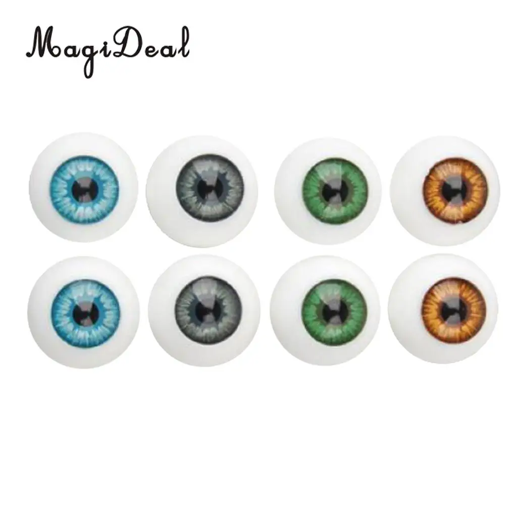 MagiDeal 8Pcs/Set Half Round Hollow Acrylic Doll Dollfie Eyes Eyeballs for Dolls Plush Animal DIY Craft Toy 16mm