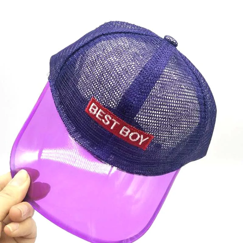 

Europe America Transparent Embroidery Children Baseball Cap Spring Summer Plastaic Brand Snapback Mesh Hat For Boy Net Cap