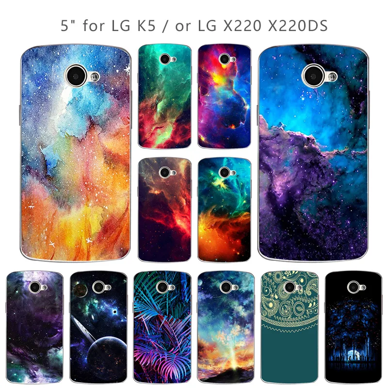 For LG K5 Case Soft TPU Shell LTE X220DS x220 K 5 Nebula Back Cover Flower Style k5 5.0'' Phone Cases |