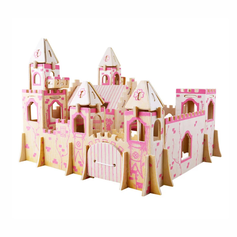 

DIY 3d Wood Puzzles Children Adults Princess Castle Puzzles Wooden Toys Learning Education Environmental Assemble Toy Games
