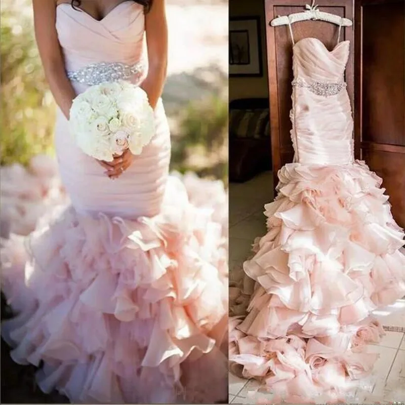 

Africa Style Plus Size Wedding Dresses Off Shoulder Beading Layers Mermaid Wedding Gowns Plus Size Lace Up Back Bridal Dress