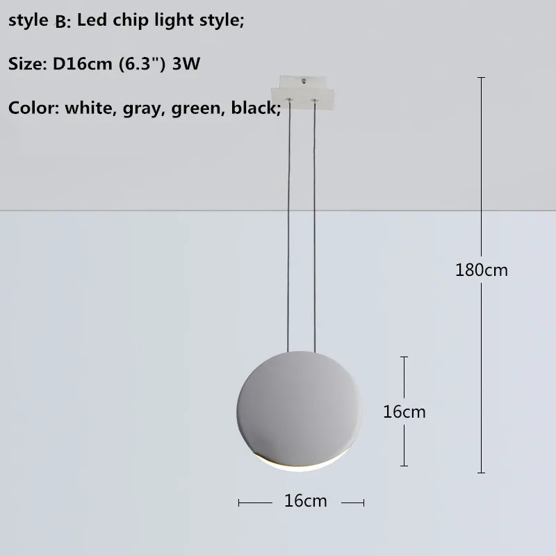 Скандинавский круглый светодиодный подвесной светильник из смолы, Европейский минимализм, для спальни, арт-деко, светодиодный подвесной светильник для столовой, светодиодный подвесной светильник - Цвет корпуса: led chip D16cm 3W