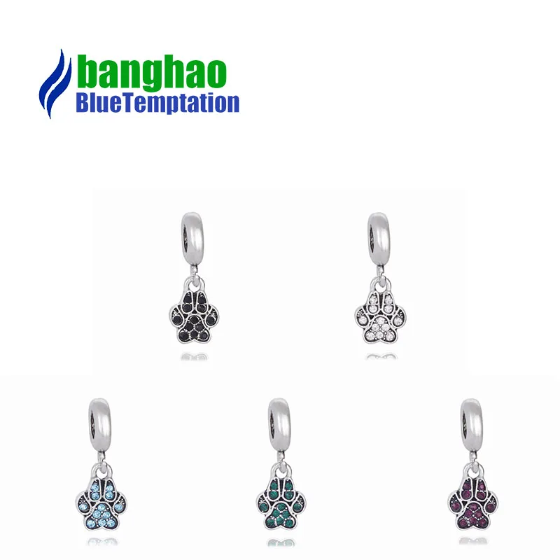 

Jewelry accessories diy bracelet loose beads crystal paw print pendant charms DGB227
