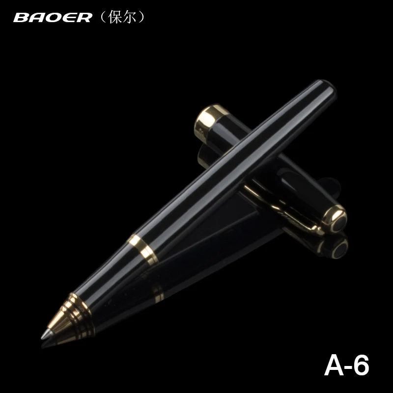 

Genuine Baoer 388 Roller Ball Pen Full metal Black Rollerball Pen Golden Clip 0.5mm medium Nib Business office supplies