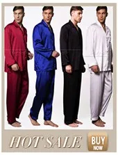 men's cotton lounge pants Mens  Silk Satin Pajamas Sleepwear  Robe  Robes Bathrobe Nightgown  S~3XL mens cotton pajama pants