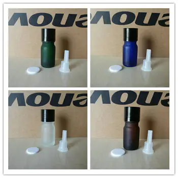 

5ml clear/blue/green/brown frosted Glass Bottle With aluminum shiny black cap(lines)+clear insert.Oil vial,Essential Oil bottle