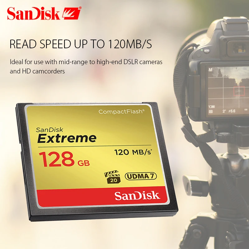  Sandisk Extreme Compactflash Memory Card 128GB 64GB 32GB CF Card High Speed 120MB/s support 1080P F